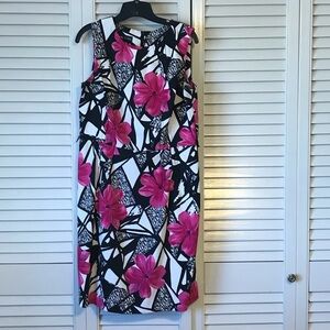 I.N. Studio Pink and Black Floral Midi Dress